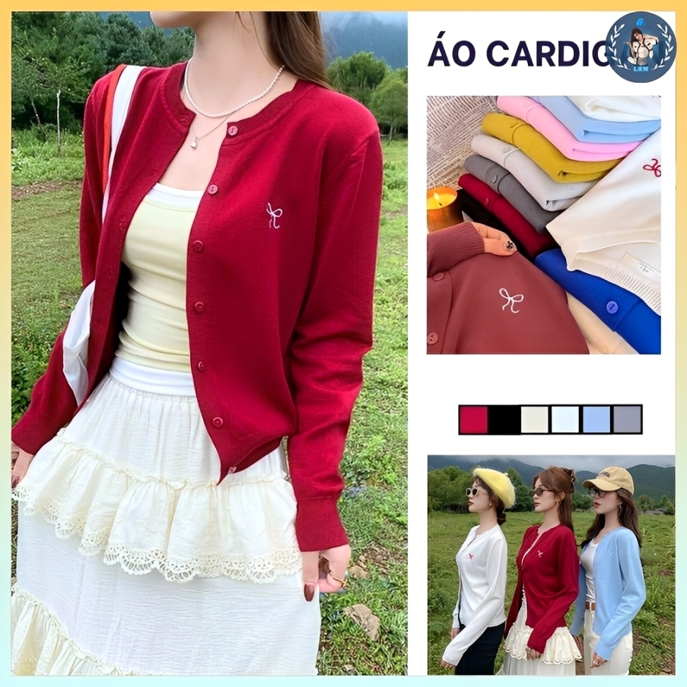 [A458] Áo KHOÁC len Cardigan CỔ TRÒN PHỐI NƠ LÔNG THỎ dày mịn tay dài mặc 2 kiểu dễ phối đồ - L2M (New)