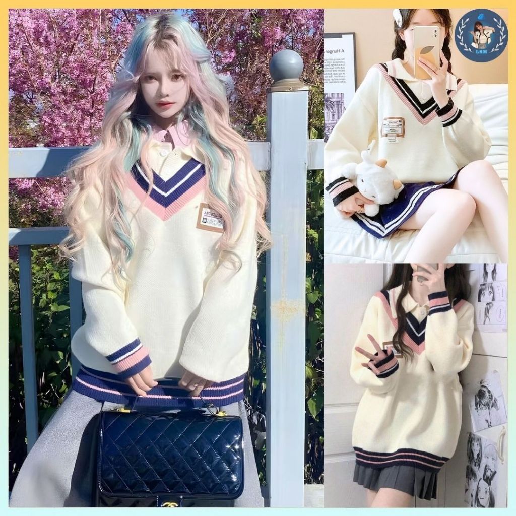 [A453] Áo len nữ Montoghi THU ĐÔNG KIỂU GILE VIỀN PHỐI TAG cổ len phom rộng Hàn Quốc cá tính - L2M (New)