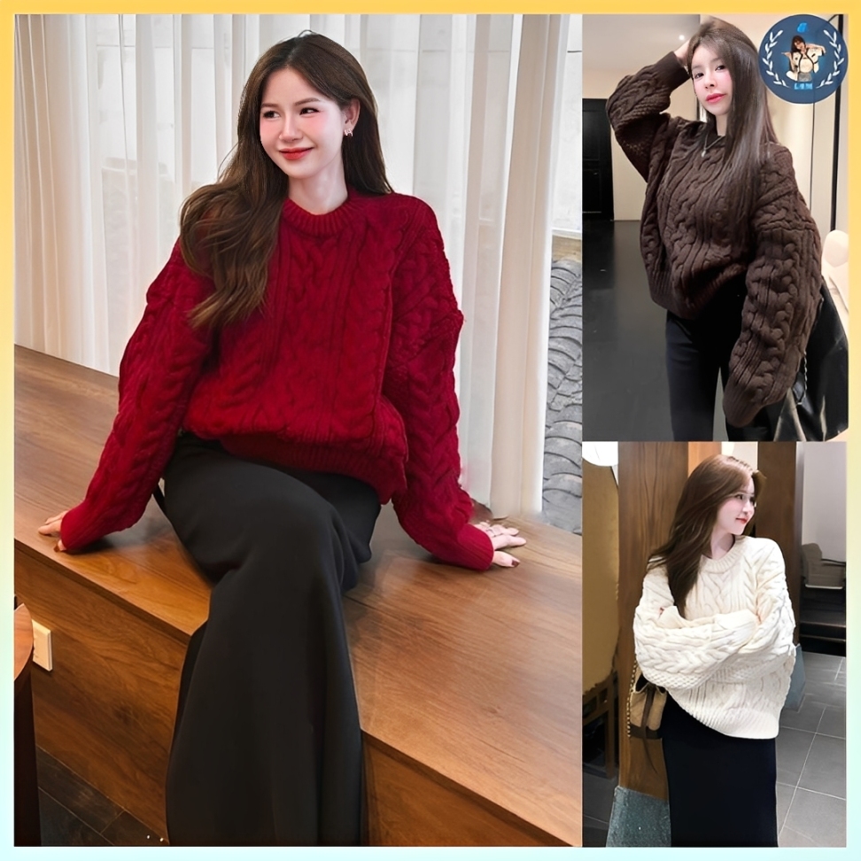 [A475] Áo len nữ Montoghi dệt kim THU ĐÔNG LEN THỪNG TRƠN phong cách Hàn Quốc cá tính - L2M (New)