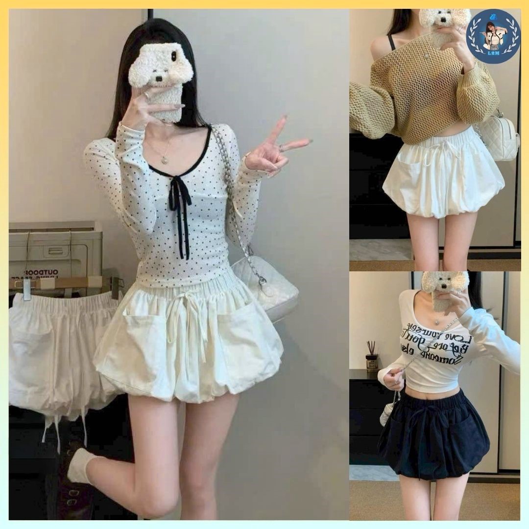 [Q105] Chân váy XÒE BÍ NGÔ phối TÚI HỘP có lót trong dáng ngắn xinh xắn - L2M (New)