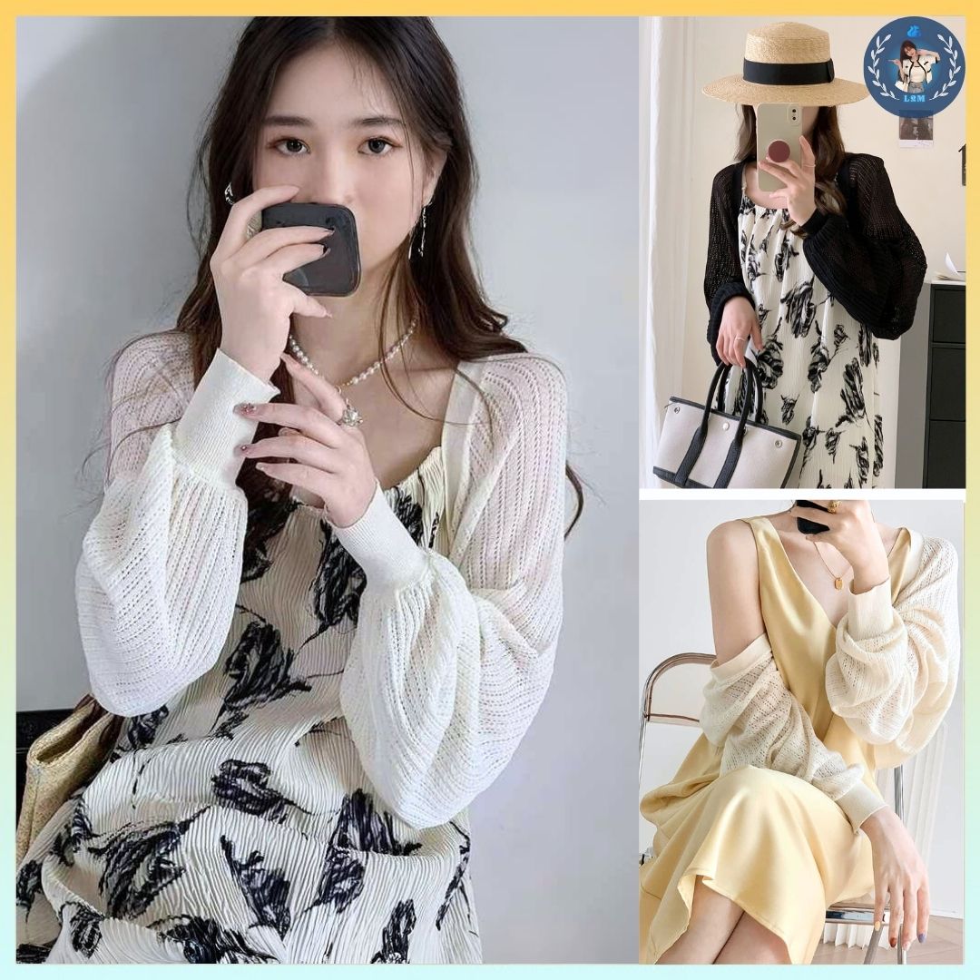 [A426] Áo khoác len lưới mỏng TAY BO RỘNG chống nắng thời trang hè phong cách Hàn Quốc - L2M
