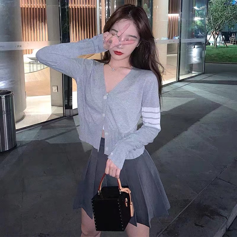 [A308] Áo KHOÁC len cardigan mỏng 5 SỌC BÊN TAY phối nút hàng Quảng Châu mặc được nhiều kiểu - L2M (Sale)