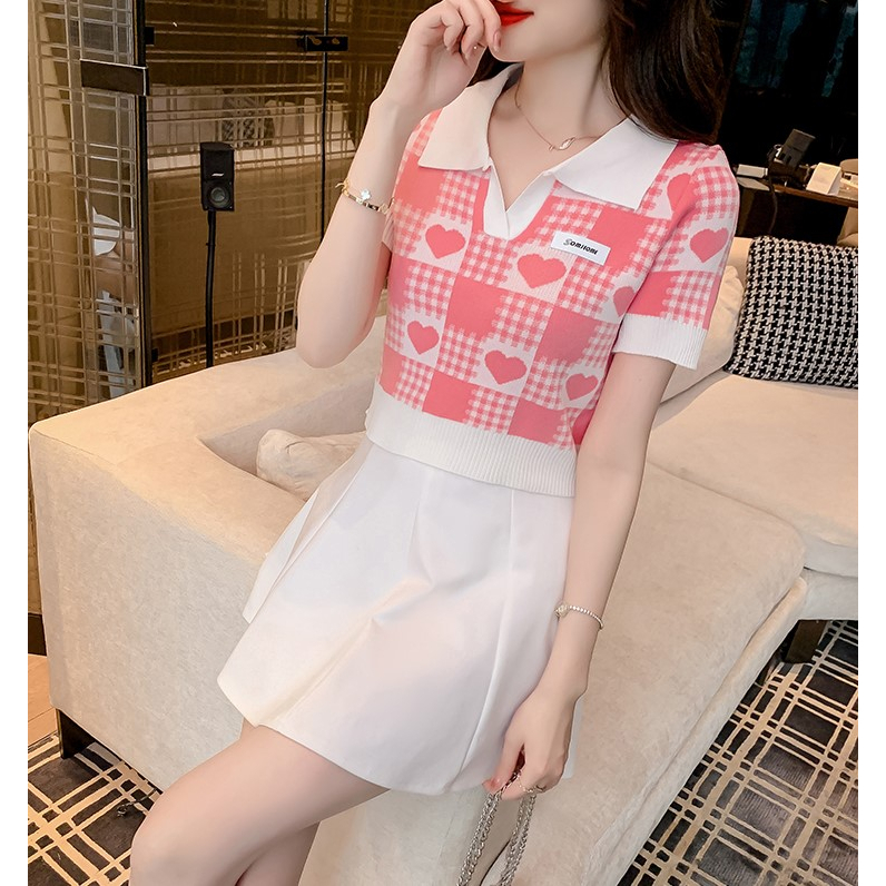 [A104] Áo len thun Montoghi CARO dệt kim Quảng Châu TRÁI TIM cổ đức màu sắc xinh xắn - L2M