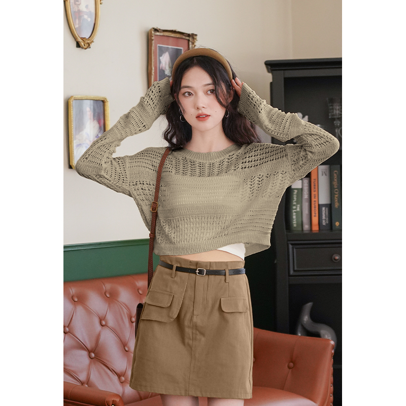 [A212] Áo len LƯỚI Montoghi dệt kim HỌA TIẾT MỚI CÁCH ĐIỆU tay dài cổ tròn xinh xắn dễ phối - L2M  (Hot)