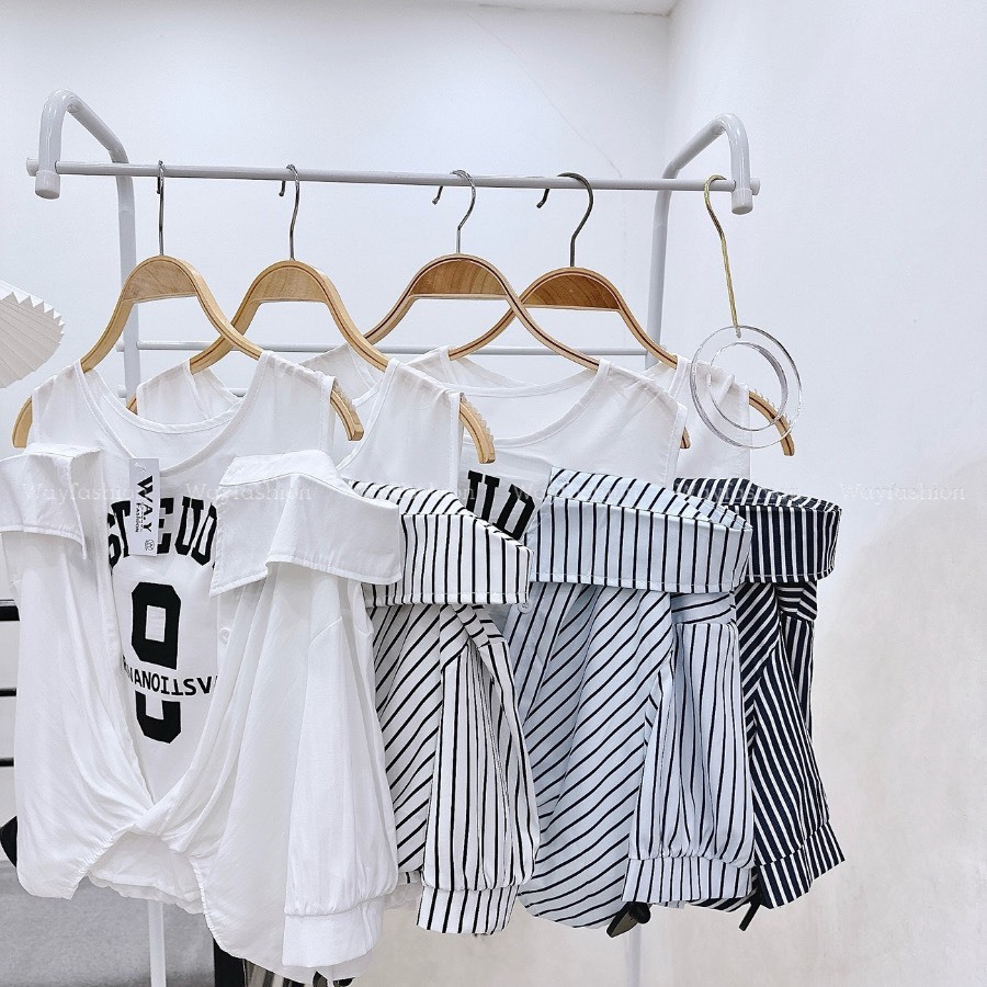 [A293] Áo len nữ Montoghi IN CHỮ RỚT VAI phối sơ mi TAY NGẮN Quảng Châu kiểu dáng độc đáo - L2M