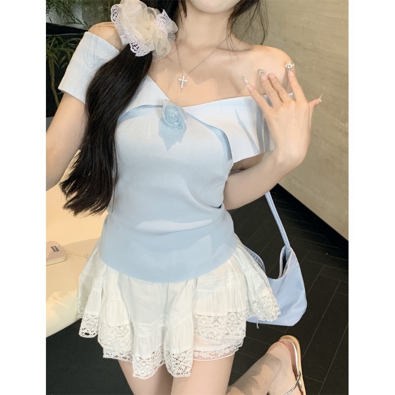 [A315] Áo len Montoghi dệt kim VAI BÈ cài HOA HỒNG vải trơn hàng Quảng Châu dáng lửng xinh - L2M (Sale)