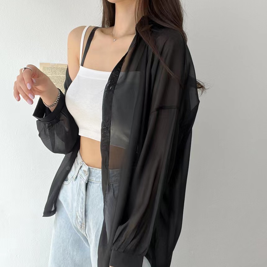 [A334] Áo KHOÁC sơ mi nữ LỤA PHOM DÀI RỘNG nữ mỏng vải voan thời trang Quảng Châu năng động - L2M