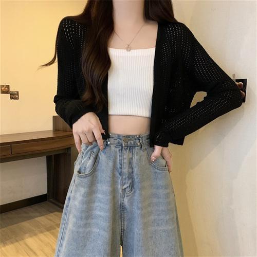 [A417] Áo khoác len nữ Cardigan GÂN LƯỚI BI TRÒN tay dài mỏng nhẹ đi biển dễ phối đồ - L2M (New)
