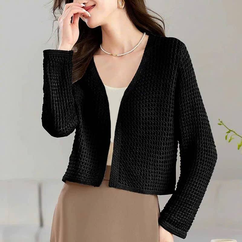 [A417] Áo khoác len nữ Cardigan GÂN LƯỚI BI TRÒN tay dài mỏng nhẹ đi biển dễ phối đồ - L2M (New)