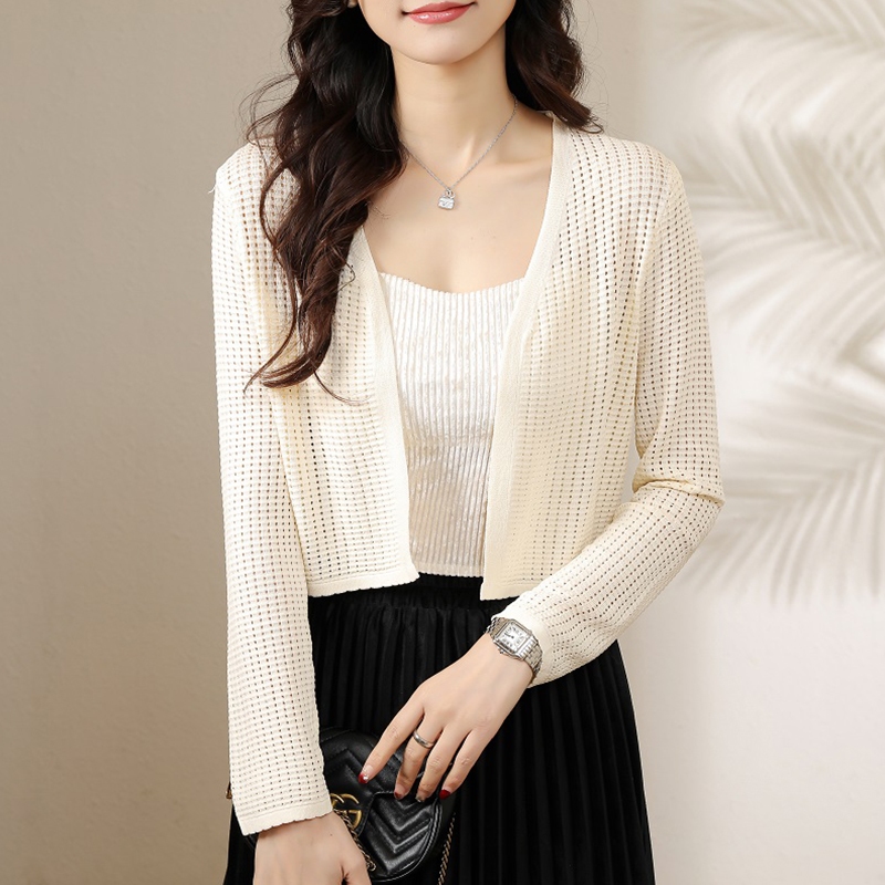 [A417] Áo khoác len nữ Cardigan GÂN LƯỚI BI TRÒN tay dài mỏng nhẹ đi biển dễ phối đồ - L2M (New)