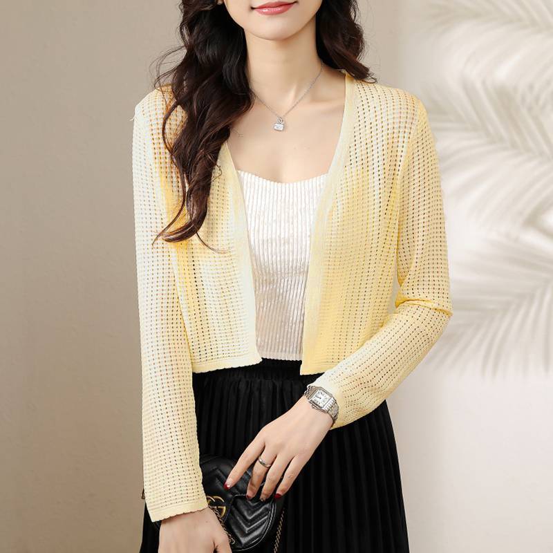 [A417] Áo khoác len nữ Cardigan GÂN LƯỚI BI TRÒN tay dài mỏng nhẹ đi biển dễ phối đồ - L2M (New)