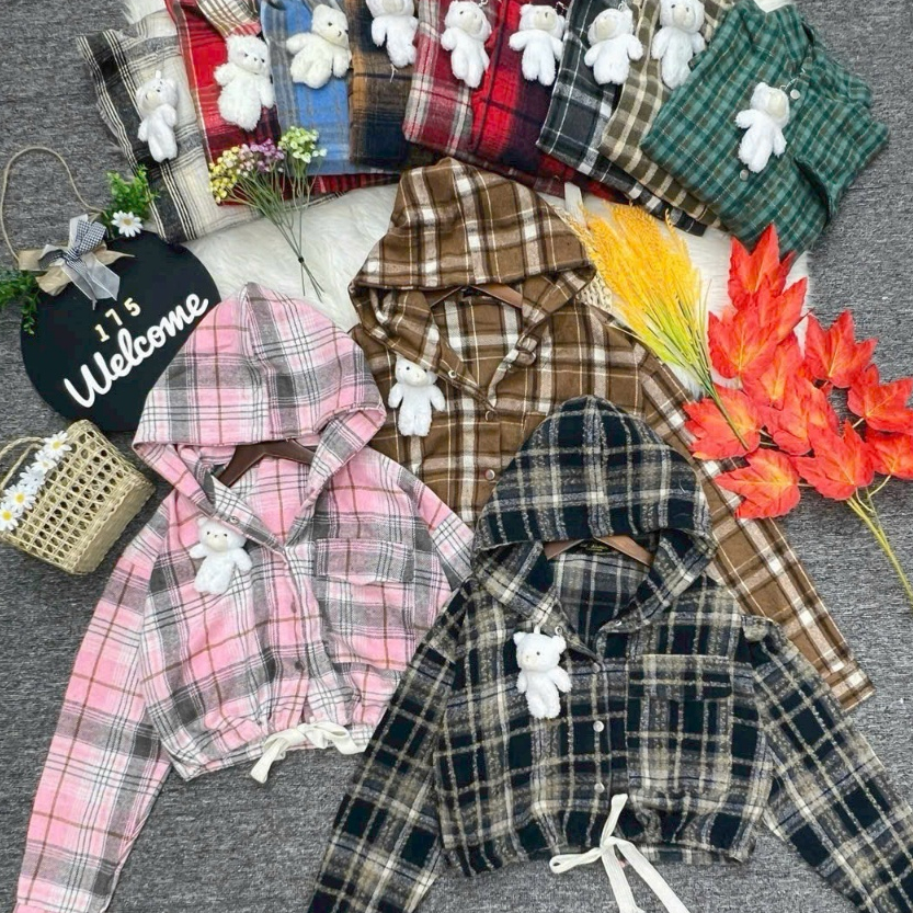 [A412] Áo khoác KATE KẺ CARO dáng CROPTOP phối dây eo dày dặn TẶNG KÈM GẤU xinh dễ phối đồ - L2M (New)
