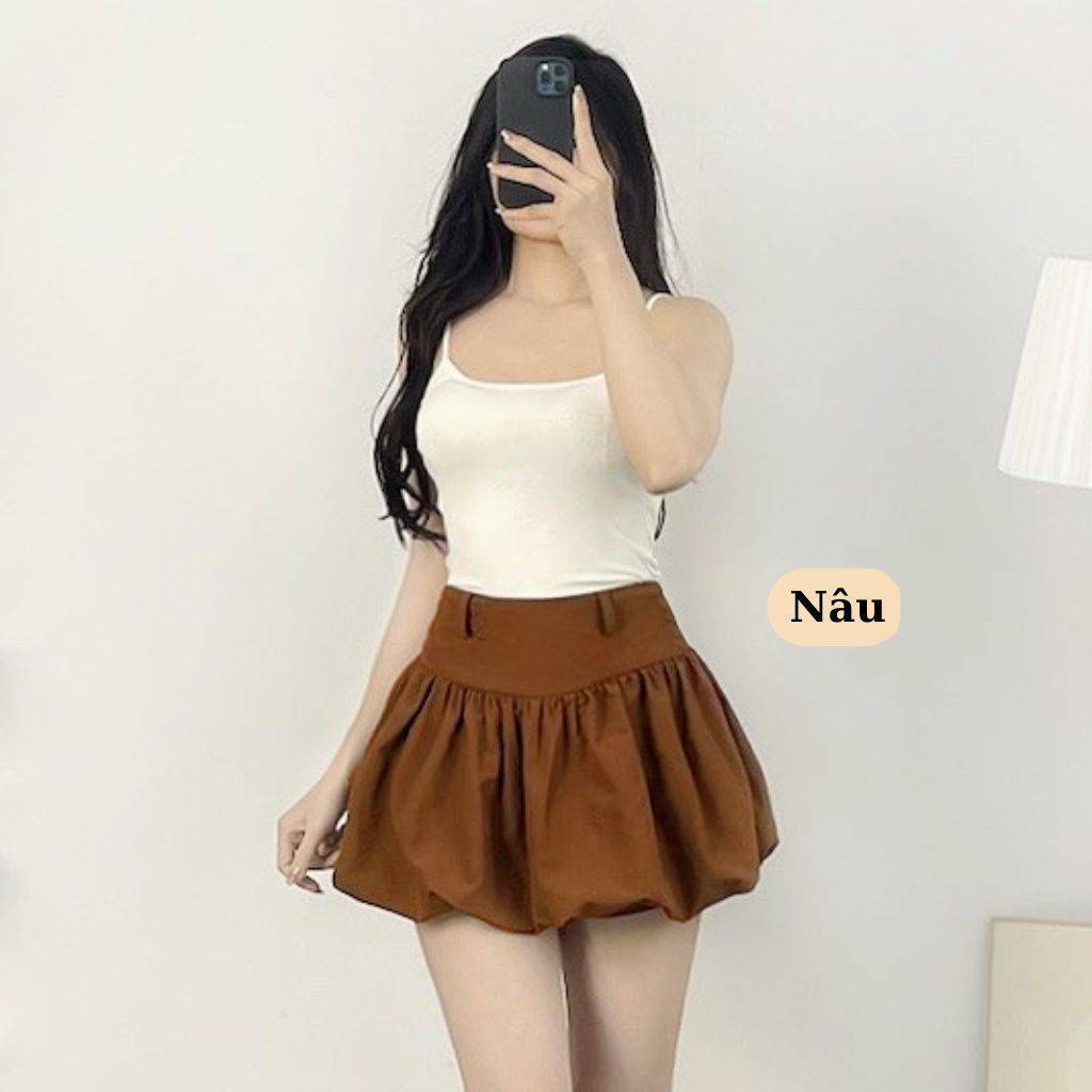 [Q084] Chân váy XÒE CHUN KIỂU BÍ phối DÂY KÉO có lót trong dáng ngắn xinh xắn - L2M (New)