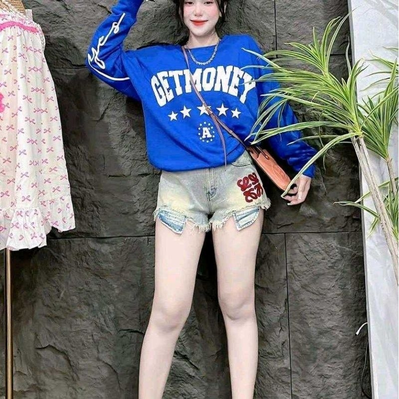 [A408] Áo thun da cá dày dặn IN 2 MẶT PHỐI CHỮ VÀ SAO phom rộng bo chun tay dài siêu hot - L2M (new)