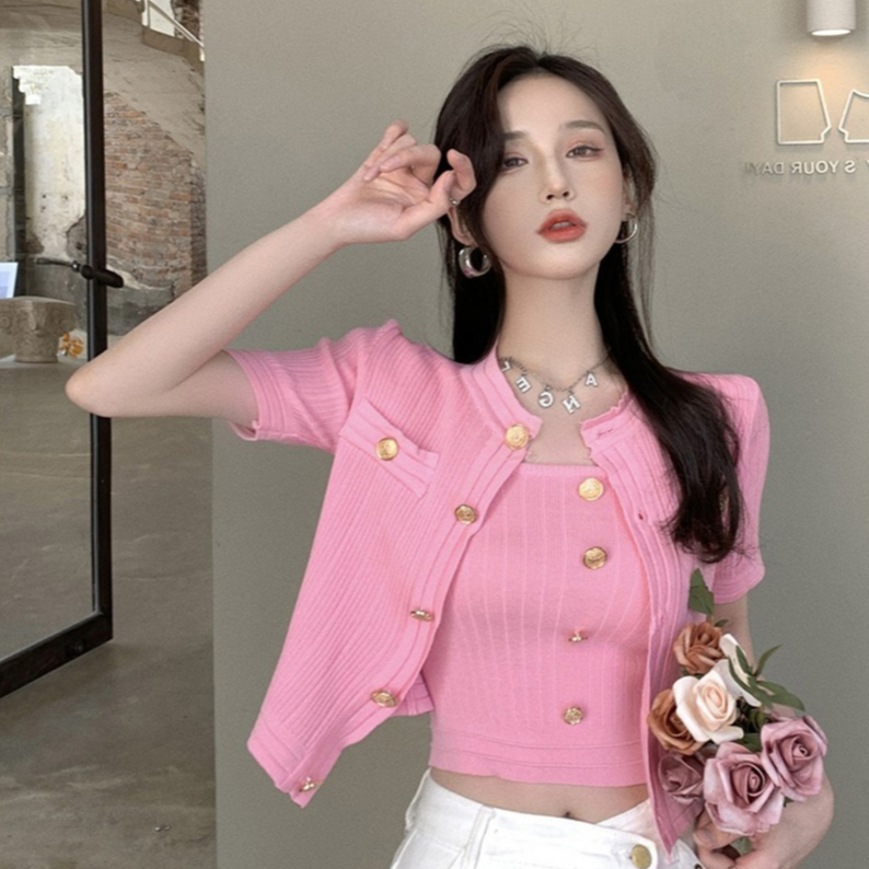[A359] Áo KHOÁC len cardigan TAY NGẮN PHỐI NÚT ĐỒNG mặc 2 KIỂU hàng Quảng Châu sang trọng - L2M (Sale)
