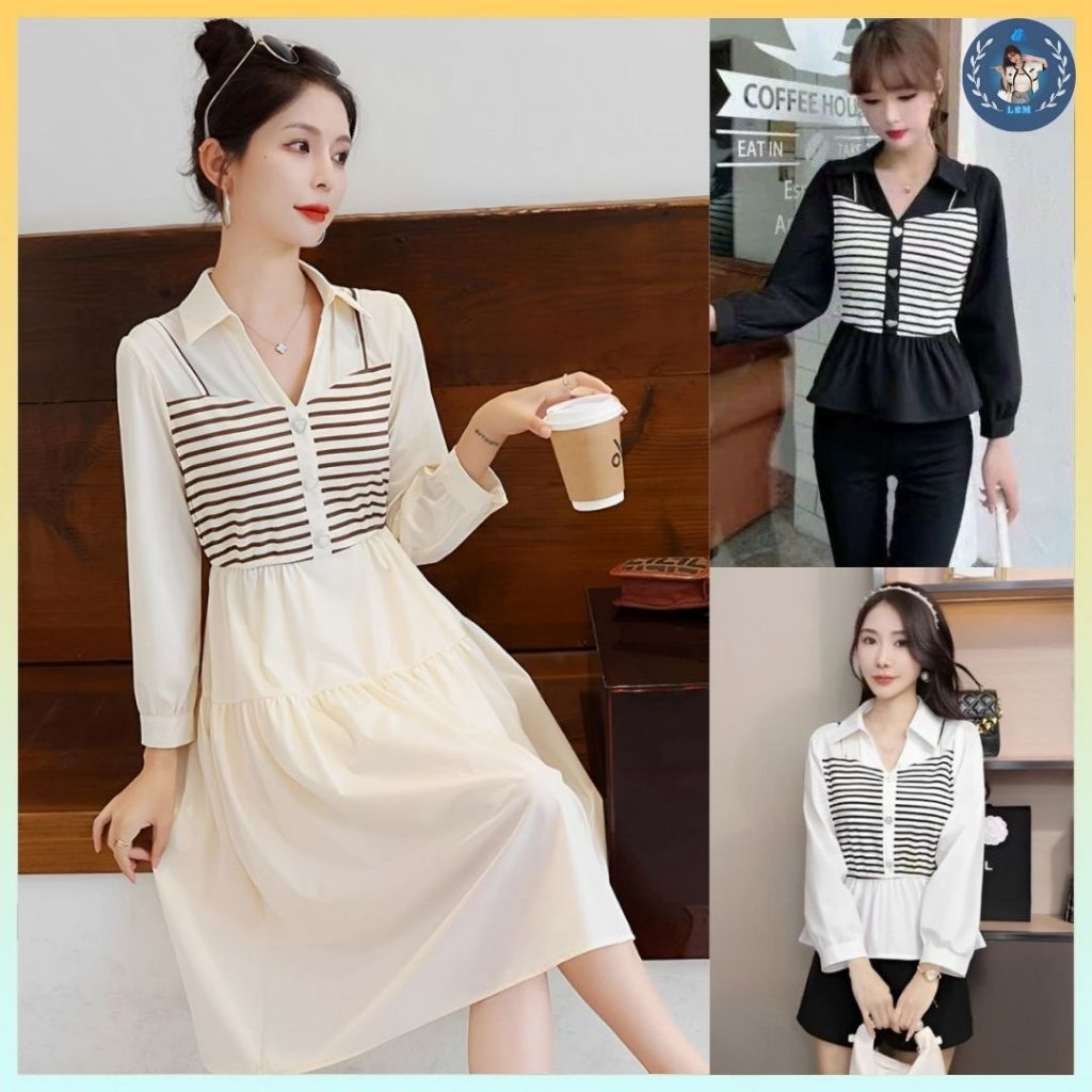 A360 Gile Vạt Bèo Phối Dây Mảnh Nút Tim Nhún Eo - L2M Quảng Châu