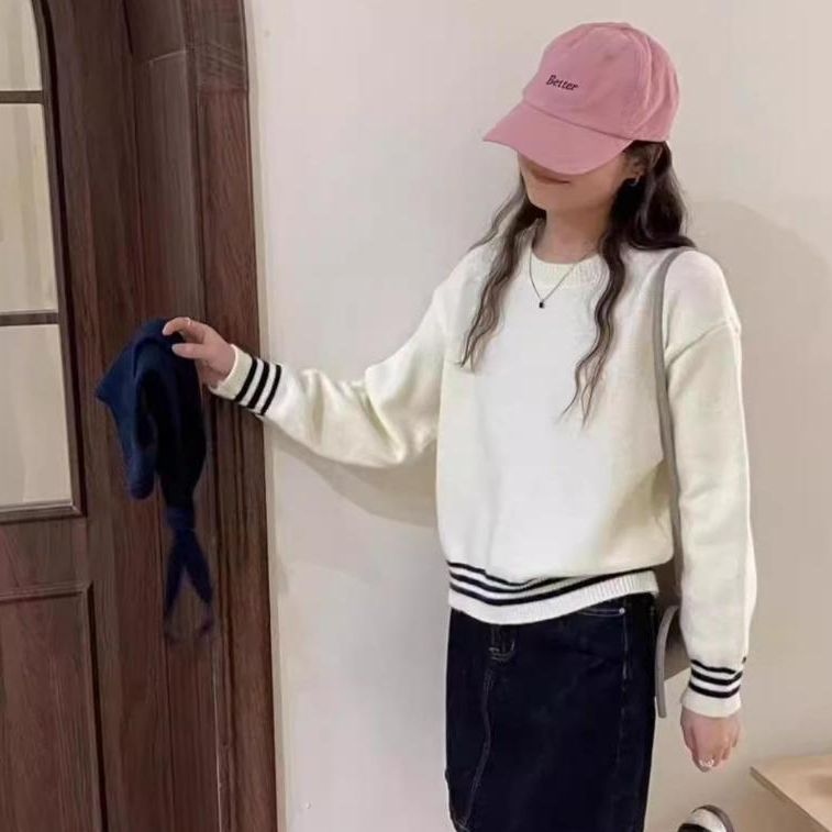 [A394] Áo len nữ Montoghi THU ĐÔNG VIỀN SỌC kèm KHĂN RỜI buộc nơ mặc 2 kiểu cá tính siêu hot - L2M