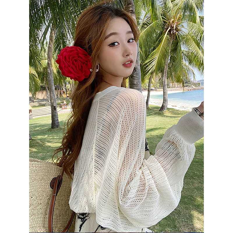 [A426] Áo khoác len lưới mỏng TAY BO RỘNG chống nắng thời trang hè phong cách Hàn Quốc - L2M