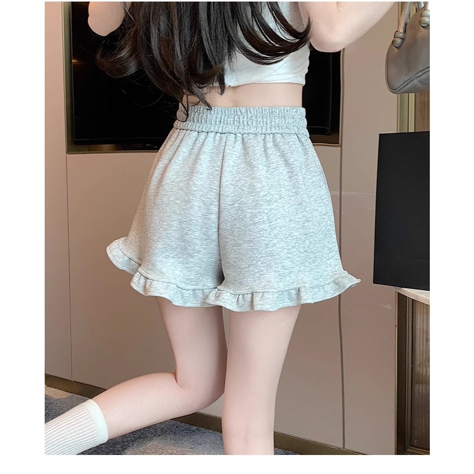 [Q087] Quần short nữ THUN GÂN phối ĐÙI BÈO lưng thun phối dây co giãn kiểu dáng năng động - L2M (New)
