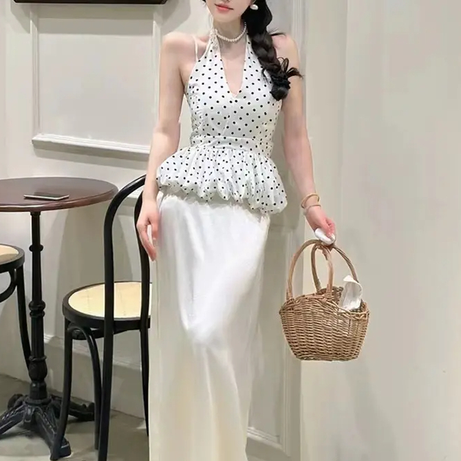 [A430] Áo kiểu nữ CỔ YẾM CHẤM BI có mút vạt xòe phối lưng chun tôn dáng xinh xắn hot trend - L2M (New)