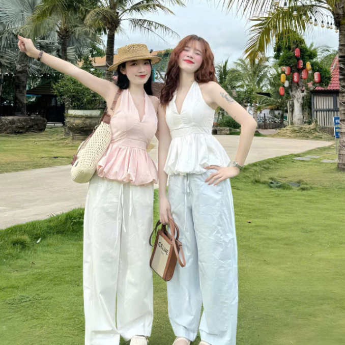 [A431] Áo kiểu nữ CỔ YẾM MÀU TRƠN có mút vạt xòe phối lưng chun tôn dáng xinh xắn hot trend - L2M (New)