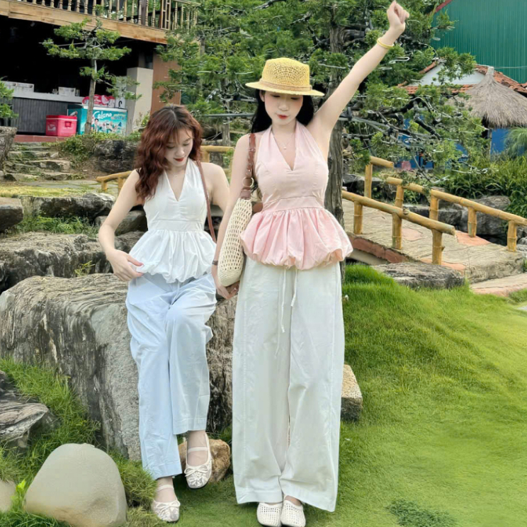 [A431] Áo kiểu nữ CỔ YẾM MÀU TRƠN có mút vạt xòe phối lưng chun tôn dáng xinh xắn hot trend - L2M (New)