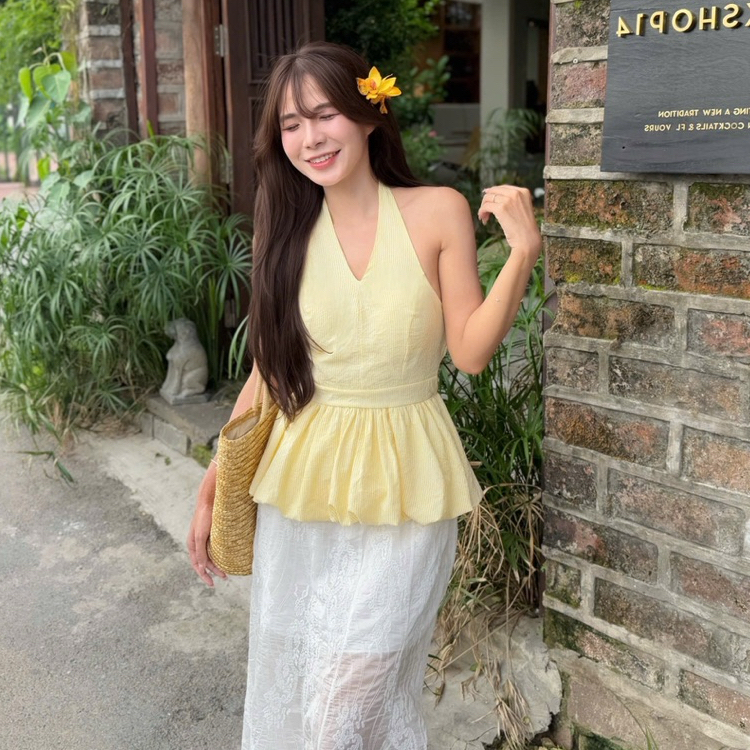 [A431] Áo kiểu nữ CỔ YẾM MÀU TRƠN có mút vạt xòe phối lưng chun tôn dáng xinh xắn hot trend - L2M (New)