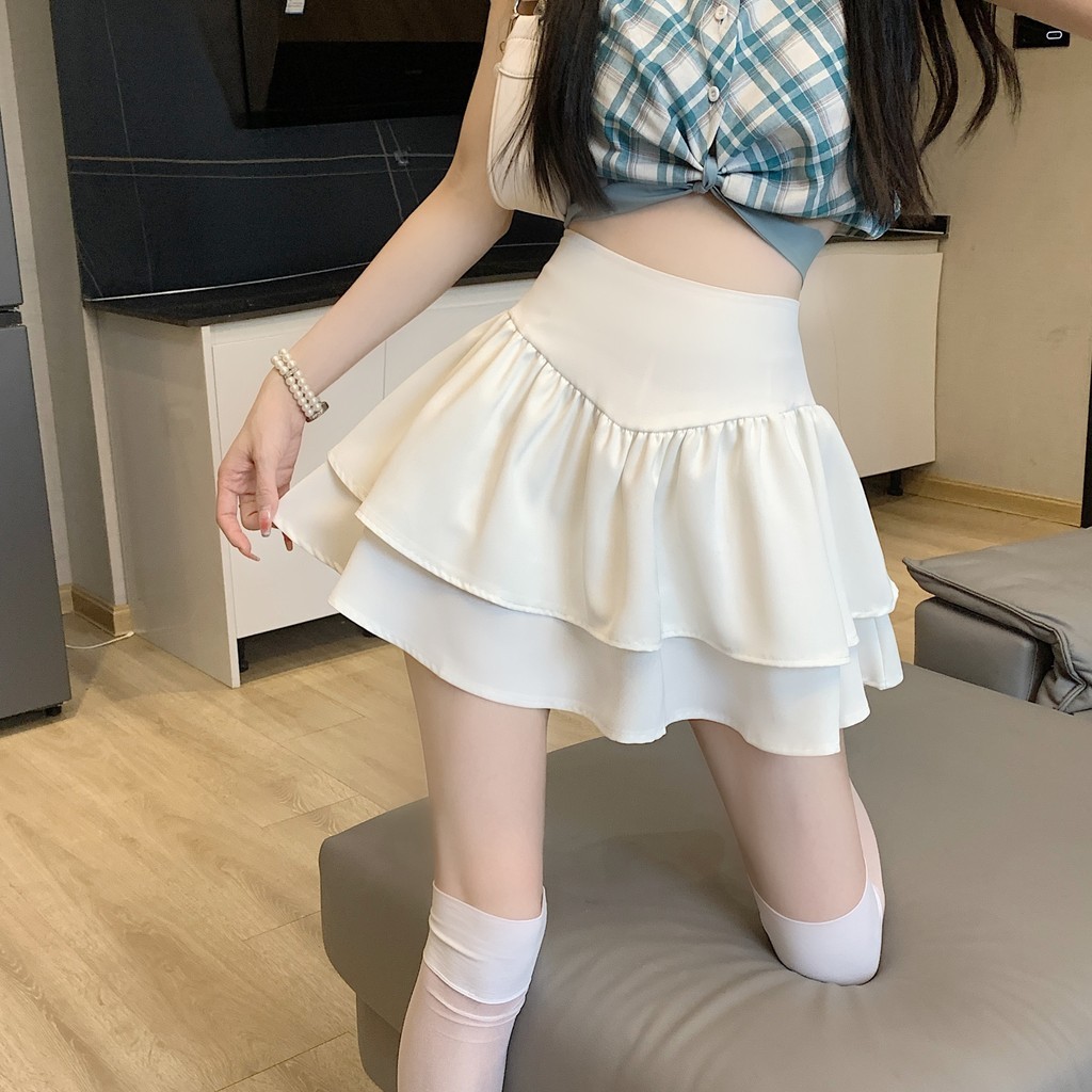 [Q088] Chân váy nữ dáng xòe 2 TẦNG PHỐI LƯNG NHỌN phối lưng THUN SAU có lót trong xinh xắn - L2M (New)