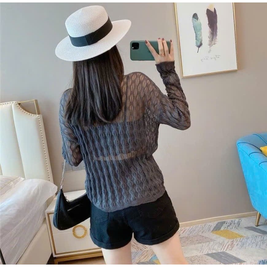 [A441] Áo len LƯỚI montoghi dệt kim MẮC XÍCH HÌNH ELIP form rộng mặc ngoài đi biển dễ phối đồ - L2M (New)