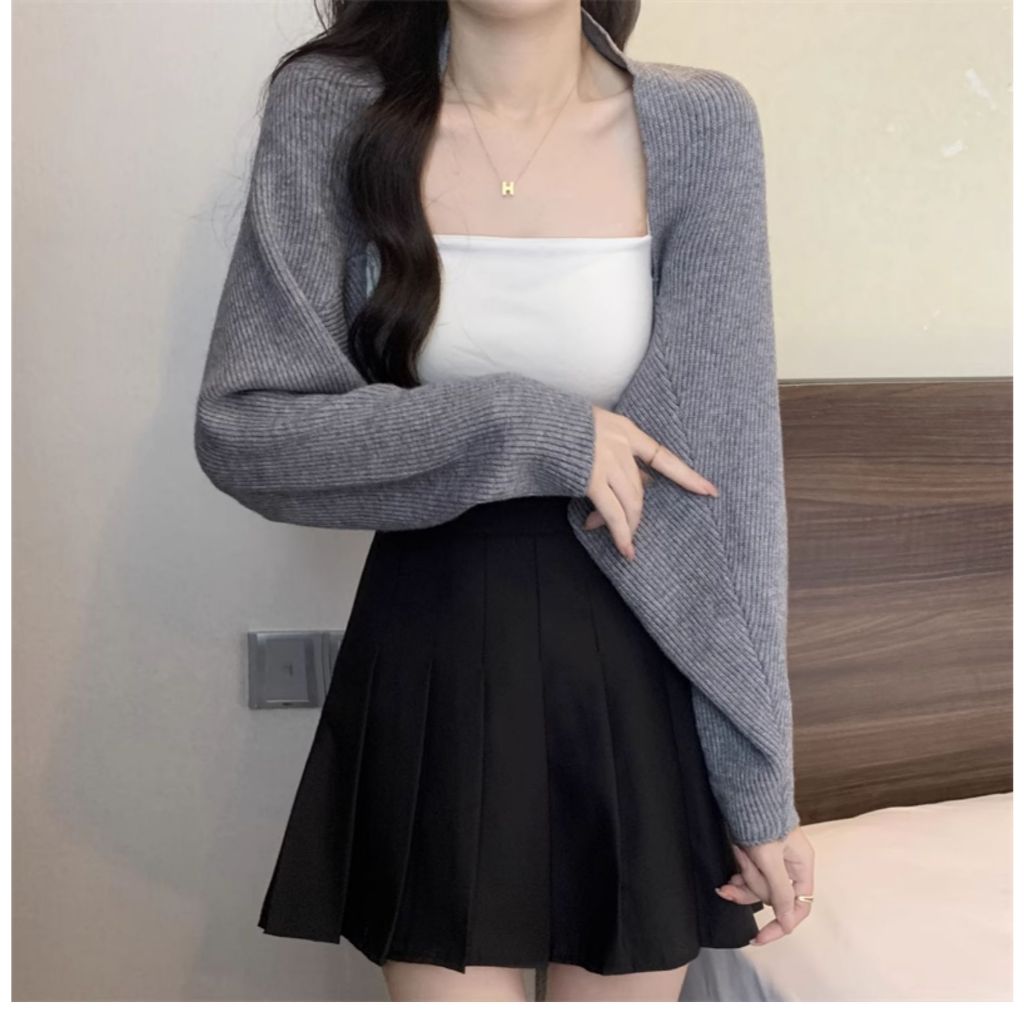 [A445] Áo khoác len Cardigan kiểu TAY DƠI LEN GÂN tay dài chống nắng dày dặn - L2M (New)