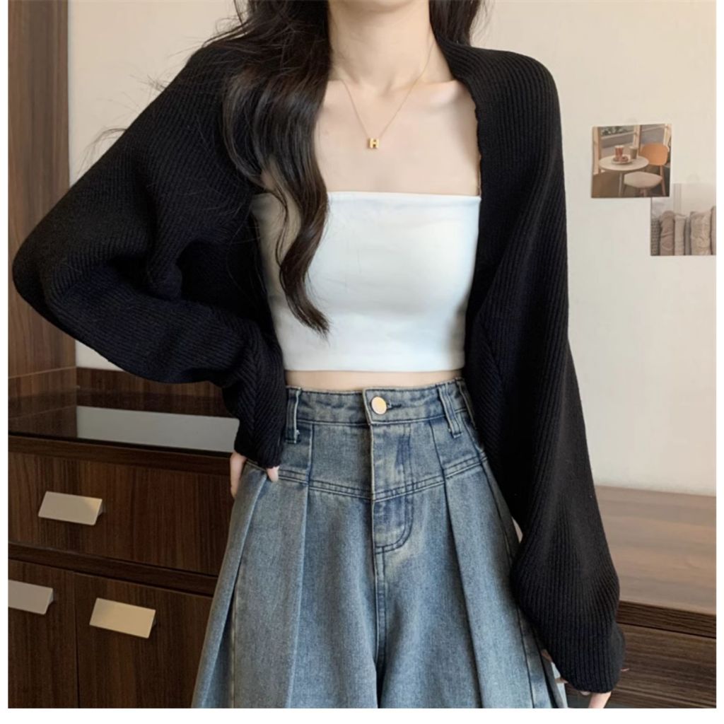 [A445] Áo khoác len Cardigan kiểu TAY DƠI LEN GÂN tay dài chống nắng dày dặn - L2M (New)