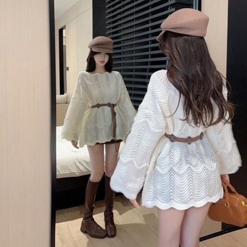 [A444] Áo len LƯỚI montoghi dệt kim VIỀN SÓNG LƯỢN quanh áo mặc ngoài đi biển dễ phối đồ - L2M