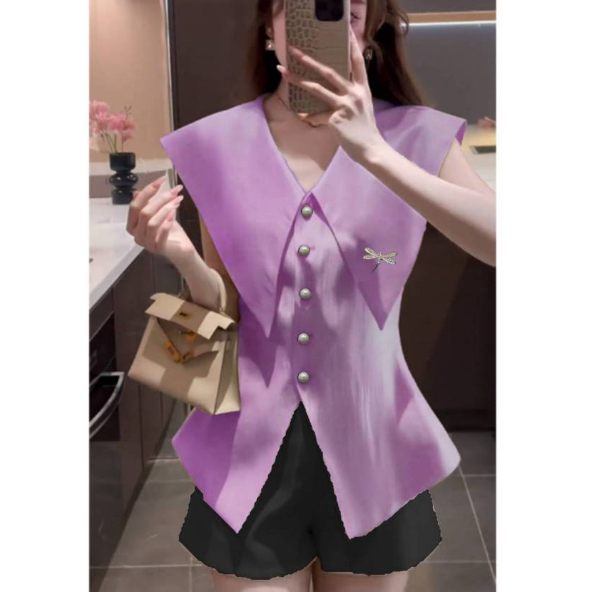 [A381] Áo thun kiểu nữ CỔ NHỌN CÀI KHUY CHUỒN CHUỒN borip xẻ tà co giãn 4 chiều tôn dáng - L2M (New)