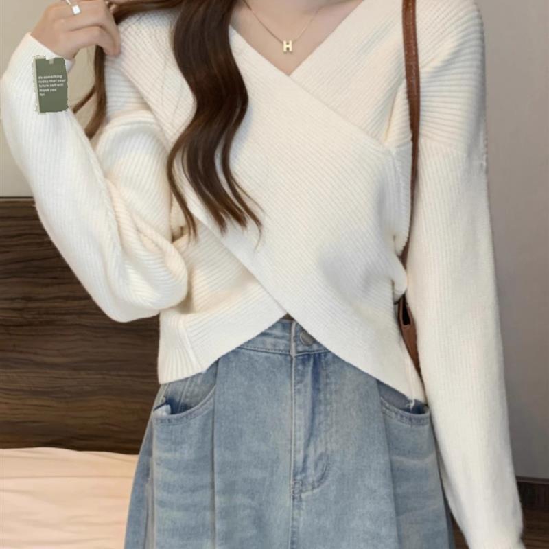 [A451] Áo len nữ Montoghi dệt kim PHỐI CHÉO 2 BÊN mặc được nhiều kiểu tay dài sang trọng - L2M (New)