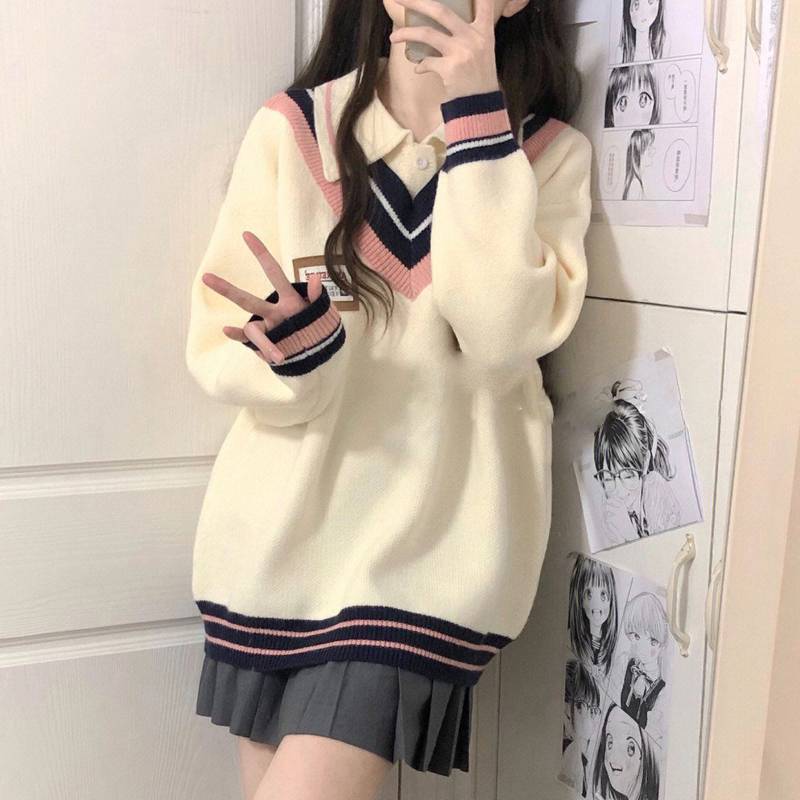 [A453] Áo len nữ Montoghi THU ĐÔNG KIỂU GILE VIỀN PHỐI TAG cổ len phom rộng Hàn Quốc cá tính - L2M (New)