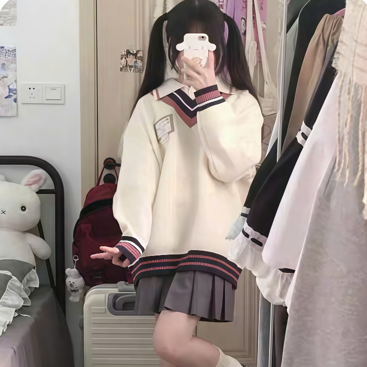 [A453] Áo len nữ Montoghi THU ĐÔNG KIỂU GILE VIỀN PHỐI TAG cổ len phom rộng Hàn Quốc cá tính - L2M (New)