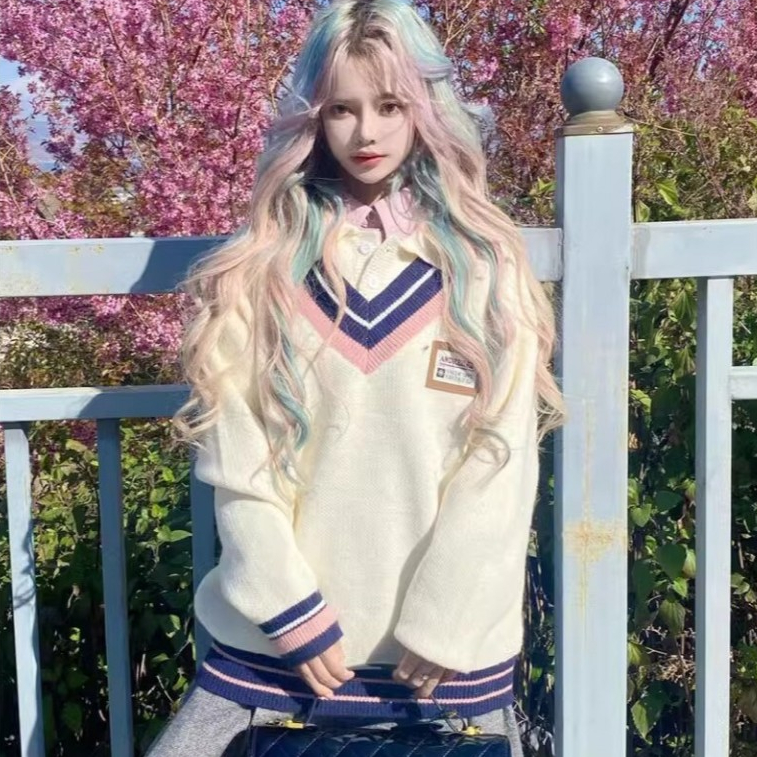 [A453] Áo len nữ Montoghi THU ĐÔNG KIỂU GILE VIỀN PHỐI TAG cổ len phom rộng Hàn Quốc cá tính - L2M (New)