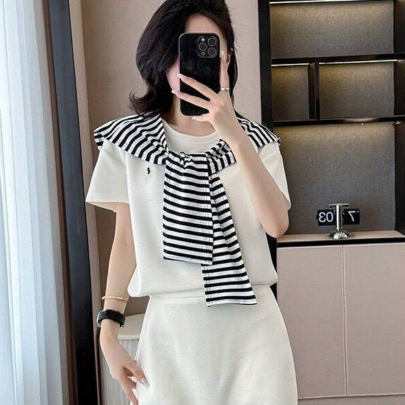 [A480] Áo thun kiểu nữ PHỐI KHĂN SỌC LƯNG VUÔNG có logo mềm mịn co giãn 4 chiều loại 1 - L2M (New)