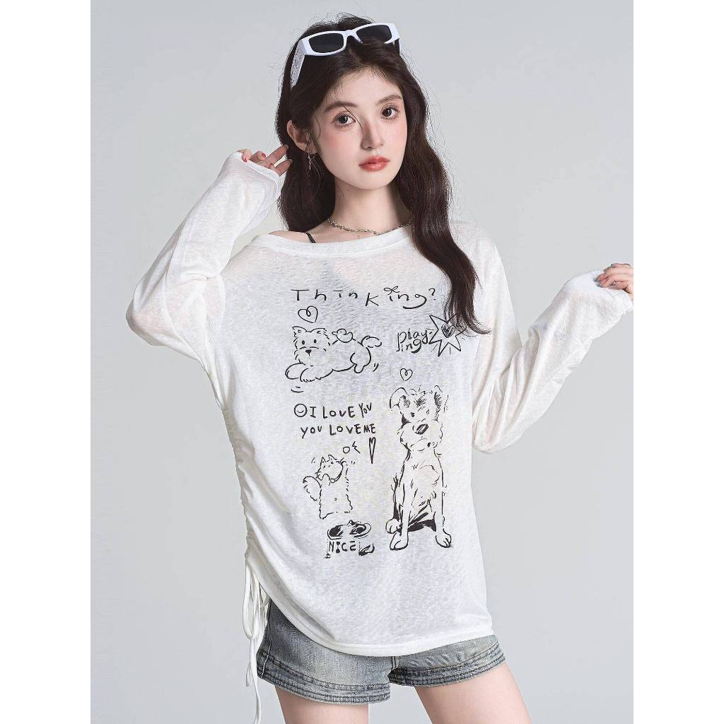 [A481] Áo len THUN GIẤY họa tiết CÚN CON màu nhẹ nhàng kiểu dáng mát mẻ năng động - L2M (New)