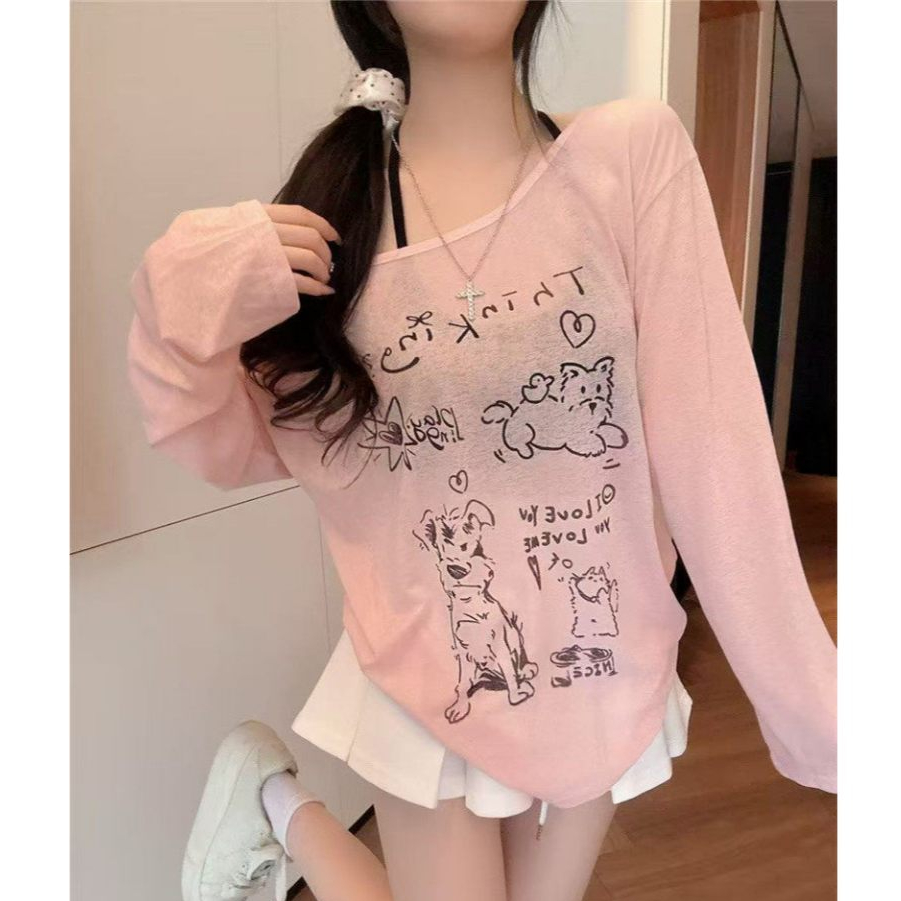 [A481] Áo len THUN GIẤY họa tiết CÚN CON màu nhẹ nhàng kiểu dáng mát mẻ năng động - L2M (New)