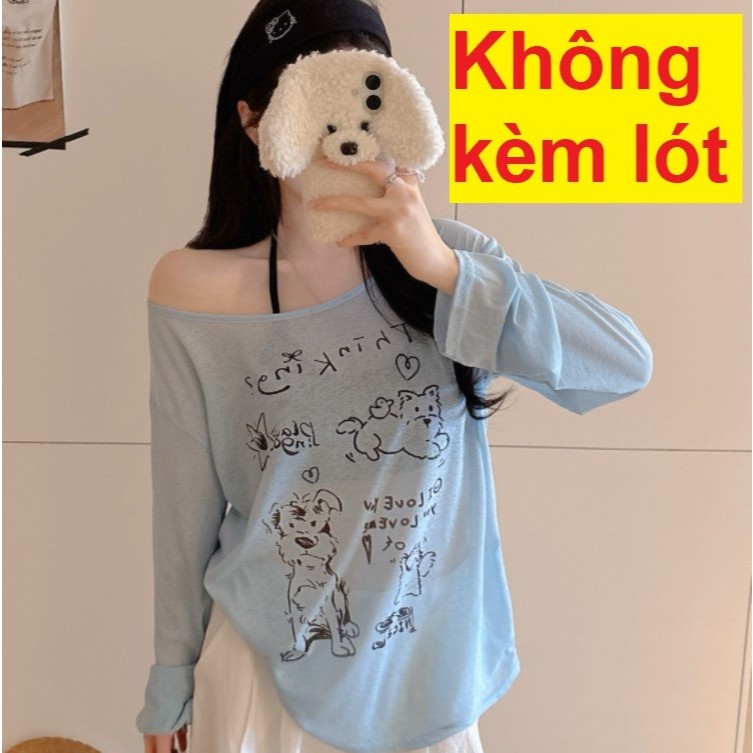 [A481] Áo len THUN GIẤY họa tiết CÚN CON màu nhẹ nhàng kiểu dáng mát mẻ năng động - L2M (New)