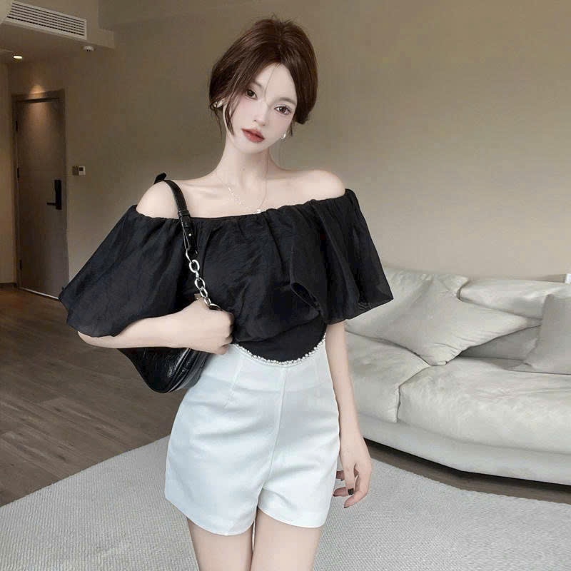 [A495] Áo kiểu nữ TRỄ VAI VOAN BỒNG dáng TIỂU THƯ sang trọng điệu đà - L2M (New)