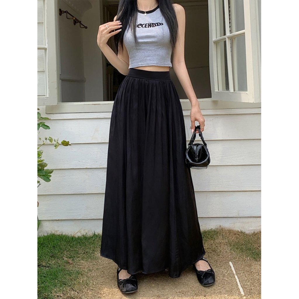 [Q101] Chân váy MAXI TRƠN DÀI CÓ KHOEN ĐEO ĐAI (không kèm đai) có lót trong dễ phối đồ - L2M (New)