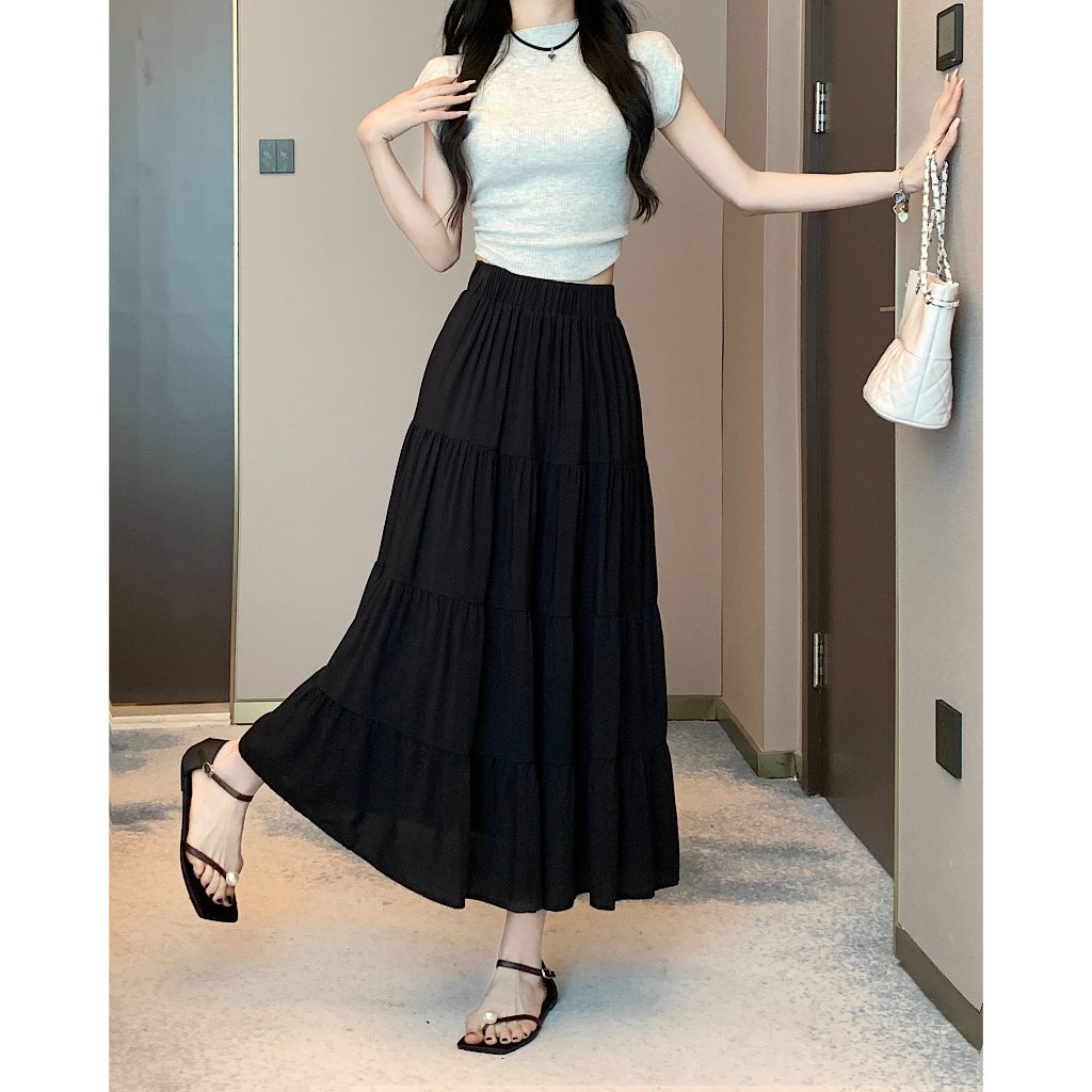 [Q102] Chân váy MAXI GHÉP 4 TẦNG đơn giản thanh lịch có lót trong dễ phối đồ - L2M (New)