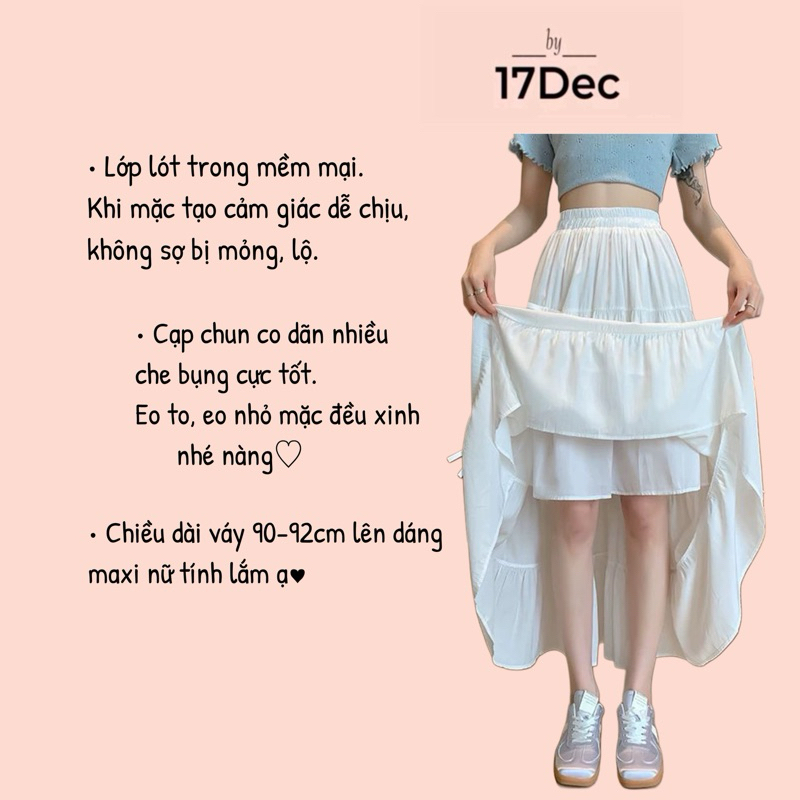 [Q102] Chân váy MAXI GHÉP 4 TẦNG đơn giản thanh lịch có lót trong dễ phối đồ - L2M (New)
