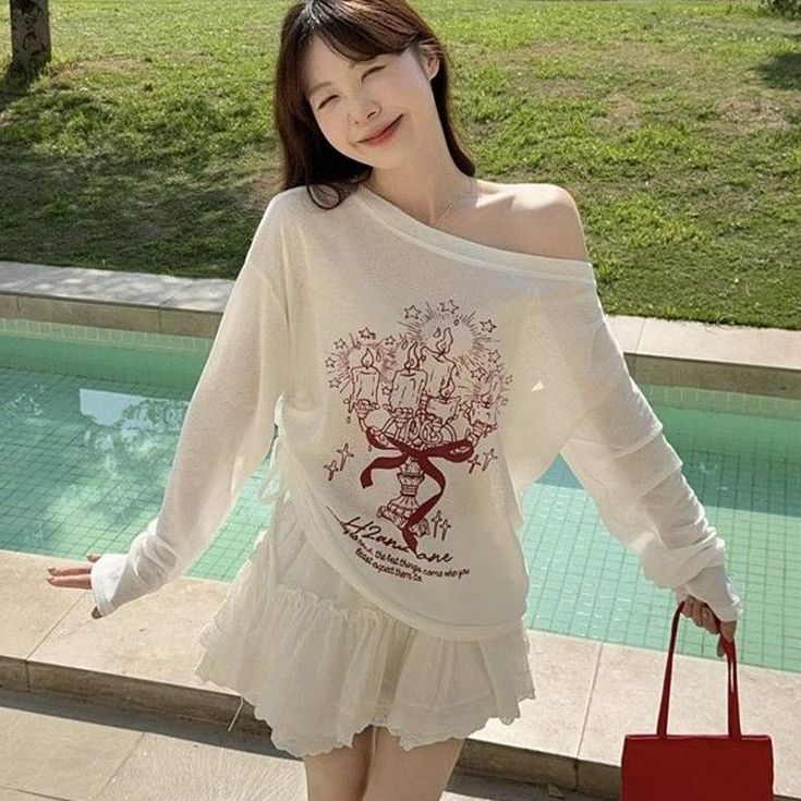 [A493] Áo len THUN GIẤY họa tiết BÓ HOA NẾN màu nhẹ nhàng kiểu dáng mát mẻ năng động - L2M
