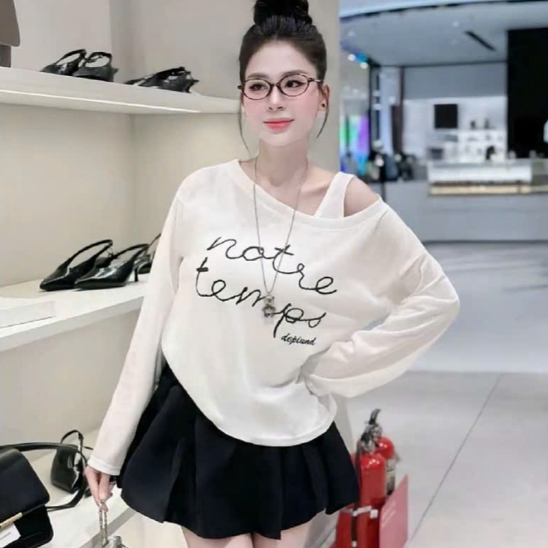 [A487] SET Áo len THUN GIẤY IN CHỮ ĐƠN GIẢN KÈM LÓT màu nhẹ nhàng kiểu dáng mát mẻ năng động - L2M (New)