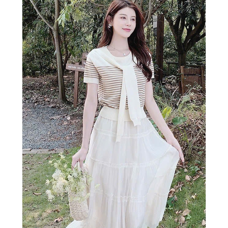[Q107] Chân váy MAXI TƠ VOAN 2 LỚP 5 TẦNG mềm mại lưng chun có lót trong dễ phối đồ - L2M (New)