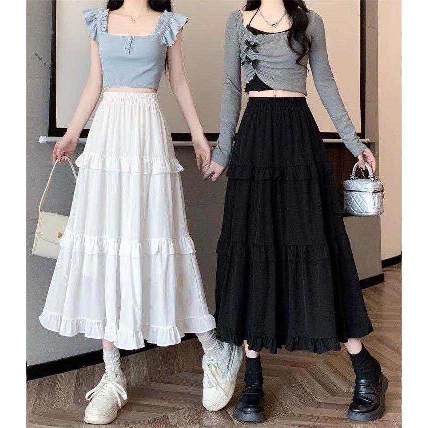 [Q106] Chân váy MAXI 3 TẦNG BÈO ĐỀU đơn giản thanh lịch có lót trong dễ phối đồ - L2M (New)
