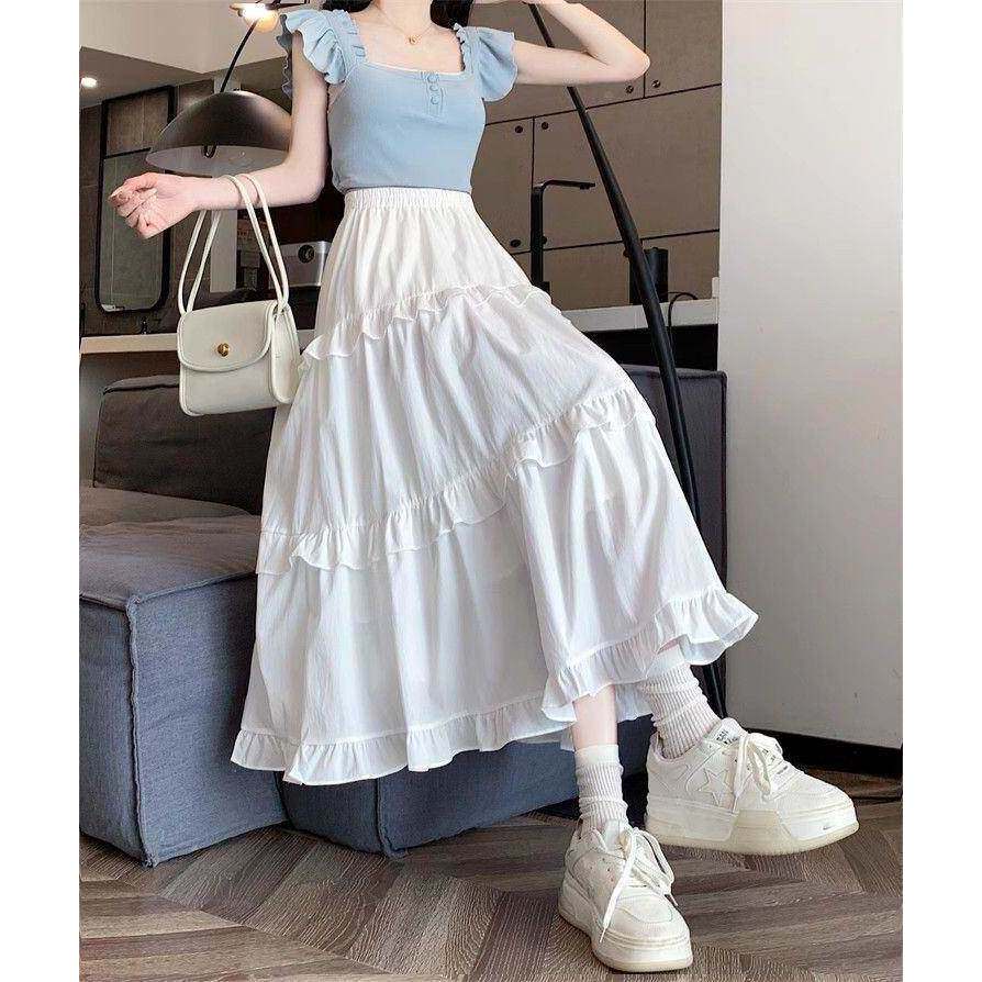 [Q106] Chân váy MAXI 3 TẦNG BÈO ĐỀU đơn giản thanh lịch có lót trong dễ phối đồ - L2M (New)